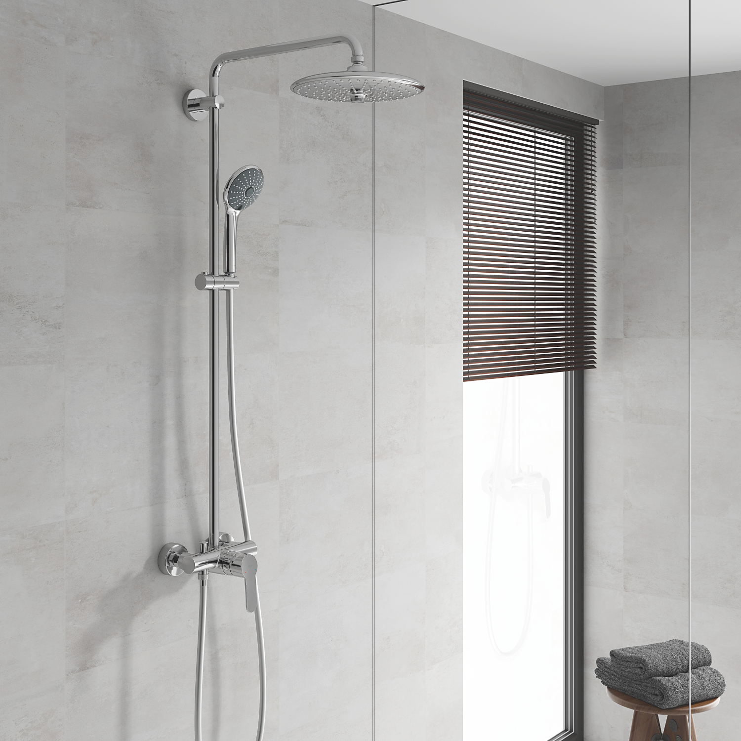 Set de Douche en Chrome Mat avec Tête de Douche 30x20cm et Douchette -  Robinetterie RAV