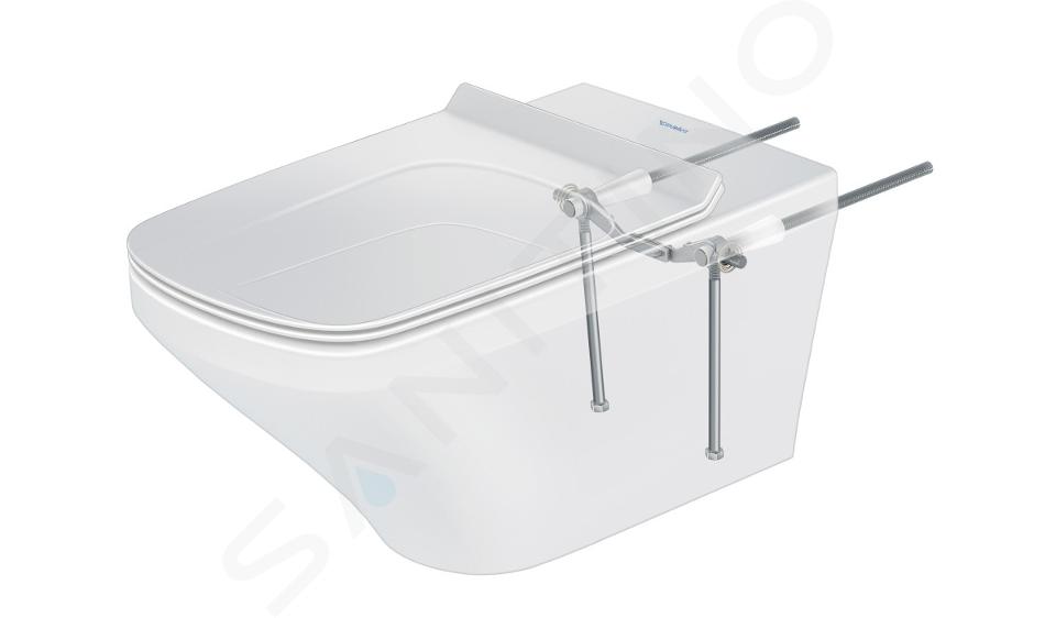 Cuvette suspendue et compacte Duravit ME by Starck, abattant WC Tellkamp et  bâti-support neeos, Plaque de déclenchement avec dispositif d'actionnement  carré blanc, avec WonderGliss - 25300900001+16603WH#SET