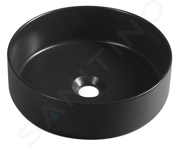 Sapho Lavabi - Lavabo da appoggio, diametro 360 mm, senza sfioratore, nero opaco 10NF65036B