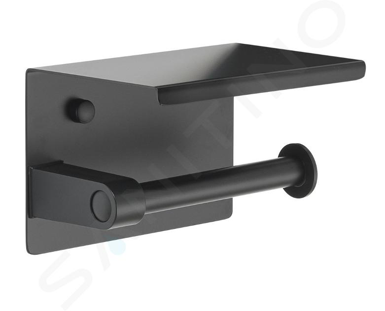 Sapho Accesorios de baño Gedy - Portarrollos con estante, negro mate 283914