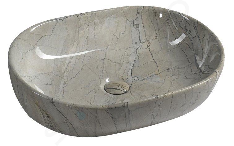 Sapho Dalma - Lavabo da appoggio, 59x42 cm, senza foro per rubinetto, grigio MM413