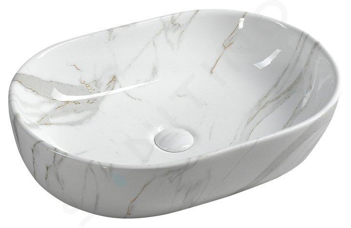 Sapho Dalma - Lavabo sobre encimera, 59x42 cm, sin orificio para grifo, carrara MM417