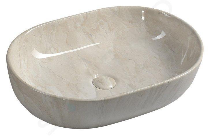 Sapho Dalma - Lavabo da appoggio, 59x42 cm, senza foro per miscelatore, marfil MM427