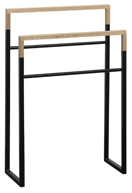 Levně Sapho Ska - Držák ručníků k postavení, černá mat/dub SKA308