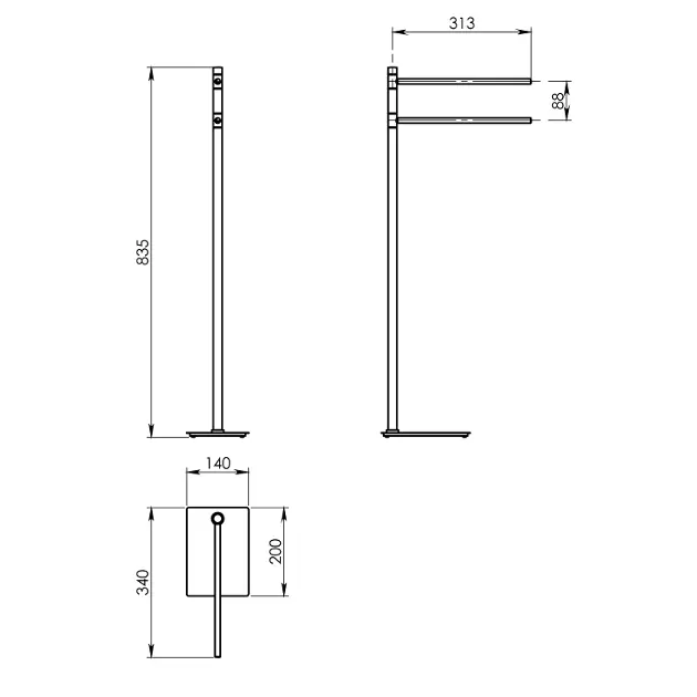 Portasciugamani Da Terra Gedy Trilly - Nero Opaco Con 2 Bracci Mobili | Acciaio Inox E Cromall - Foto 11