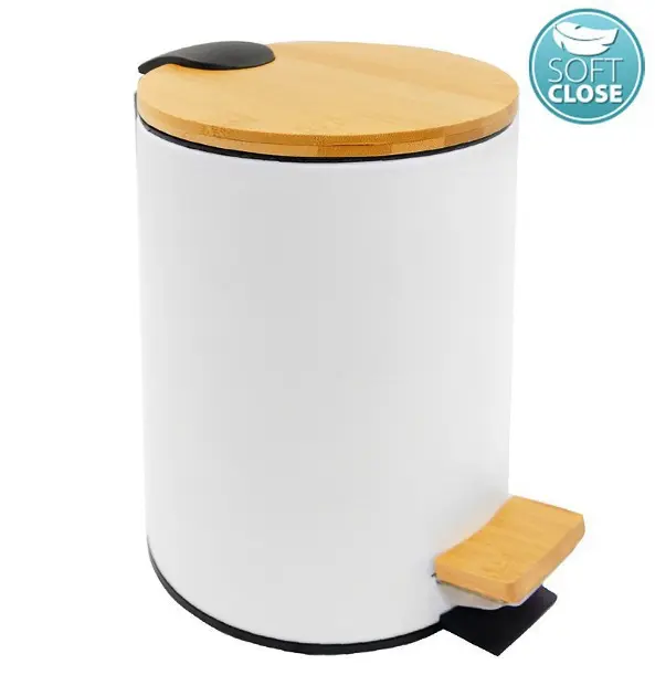 Aqualine Snow - Coș de gunoi, 5l, Soft Close, alb BI007