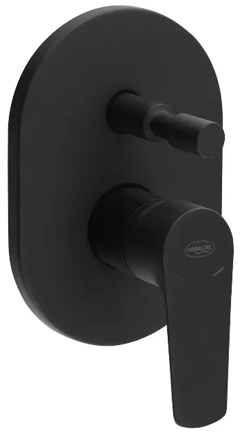 Aqualine Lotta - Piilohana, 2 ulostuloa, kytkimellä ja rungolla, musta matta LT742B