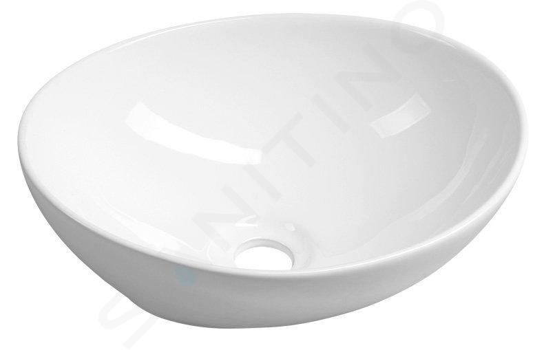 Aqualine Sanitari in ceramica - Lavabo da appoggio, 420x340 mm, senza foro per miscelatore, bianco 49412