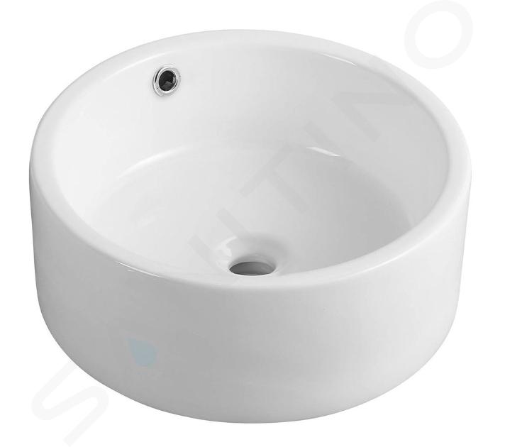 Aqualine Sanitari in ceramica - Lavabo da appoggio, diametro 42 cm, senza foro per rubinetto, bianco 49414