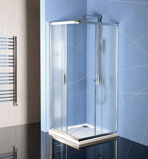 Polysan Easy Line - Четирикомпонентна душ кабина 90x90 см, полиран алуминий/стъкло Brick EL5138