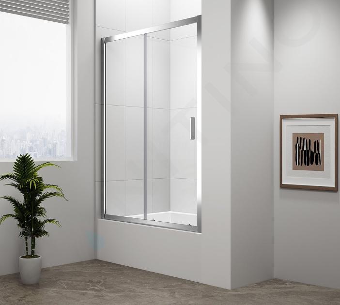 Polysan Deep - Sprchové dveře dvoudílné 120 cm, lesklý hliník/čiré sklo MD1216