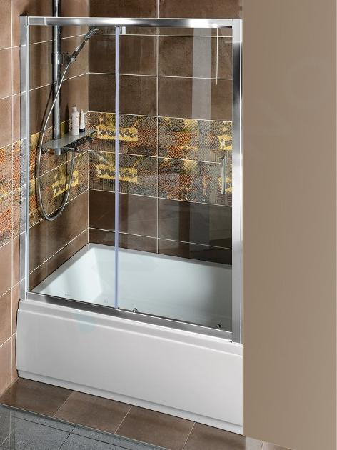 Polysan Deep - Douchedeur tweedelig 120 cm, gepolijst aluminium/helder glas MD1216