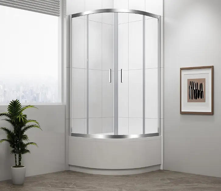 Polysan Selma - Kwartronde douchehoek, 90x90 cm, gepolijst aluminium/helder glas MD2516