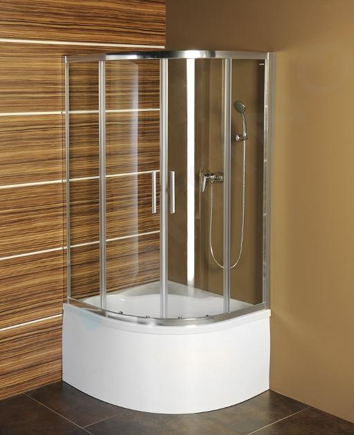 Polysan Selma - Cabine de douche quart de cercle, 90x90 cm, aluminium poli/verre clair MD2516