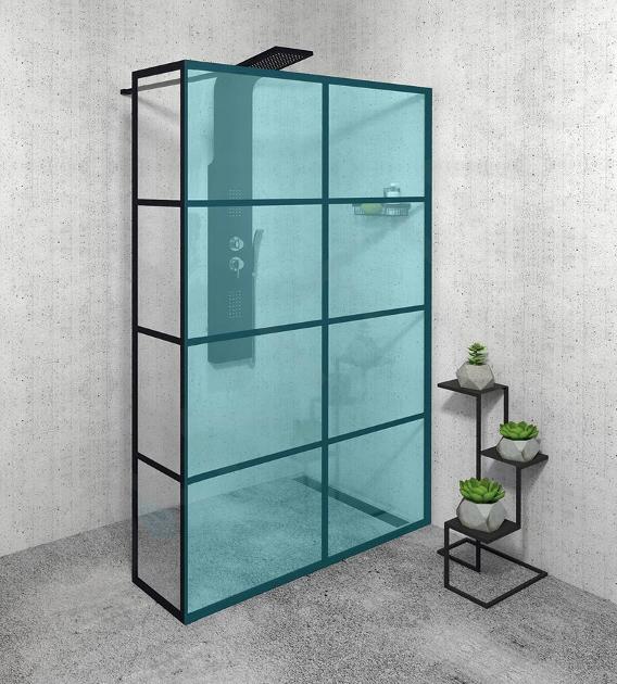 Gelco Cure Black - Paneel voor douchescherm, 200x35 cm, mat zwart CB350