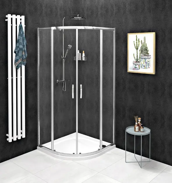 Gelco Sigma - Duschabtrennung Simply vierteilig 80x80 cm, Coated Glass, Aluminium glänzend/Klarglas GS5580