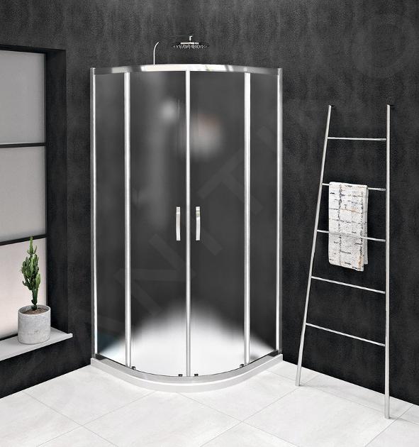 Gelco Sigma - Cabină de duș Simply cu patru piese 90x90 cm, sticlă acoperită, aluminiu lucios/caramidă lucioasă Brick GS6590