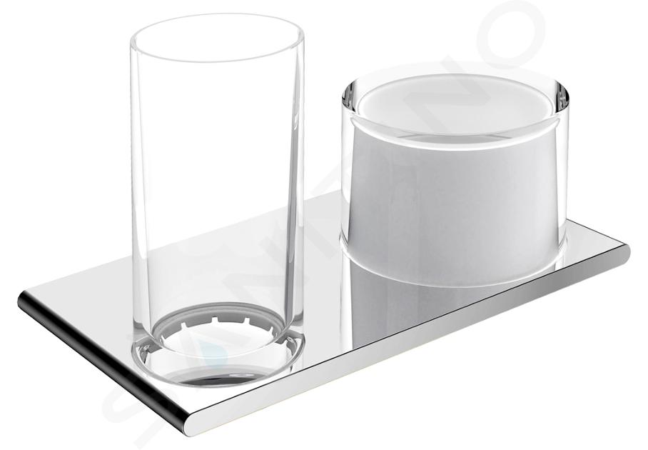 Keuco Edition 400 - Zeepdispenser en beker met houder, glas/chroom 11553019000