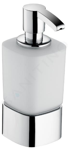 Keuco Elegance - Dispenser di sapone liquido con supporto, 220 ml, vetro opaco/cromo 11653019001