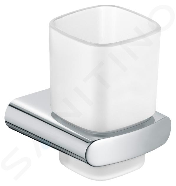 Sapho Flori - Vaso con soporte para cepillos de dientes, vidrio  opalino/negro mate RF004/15