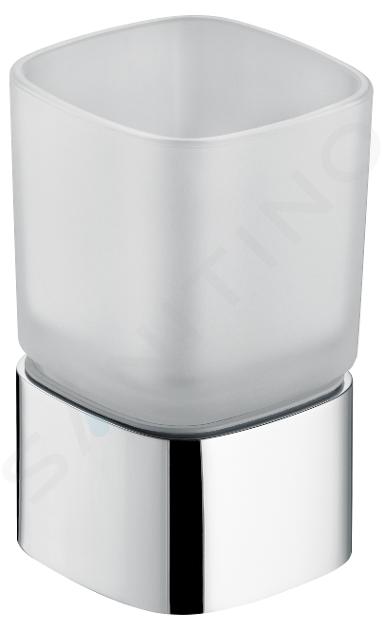 Keuco Elegance - Vaso para cepillos de dientes con soporte, cristal mate/cromo 11650019001