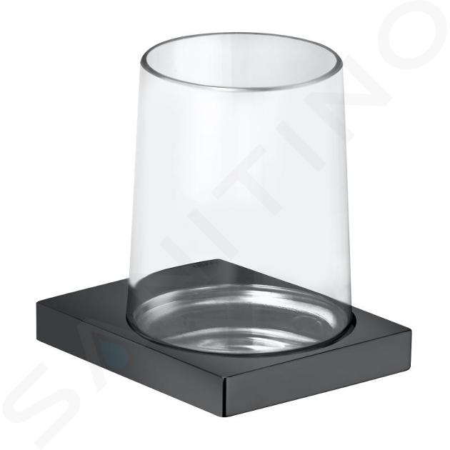 Keuco Edition 11 - Vaso para cepillos de dientes con soporte, cristal/cromo negro 11150139000