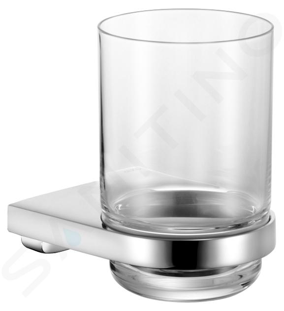 Sapho Flori - Vaso con soporte para cepillos de dientes, vidrio  opalino/negro mate RF004/15