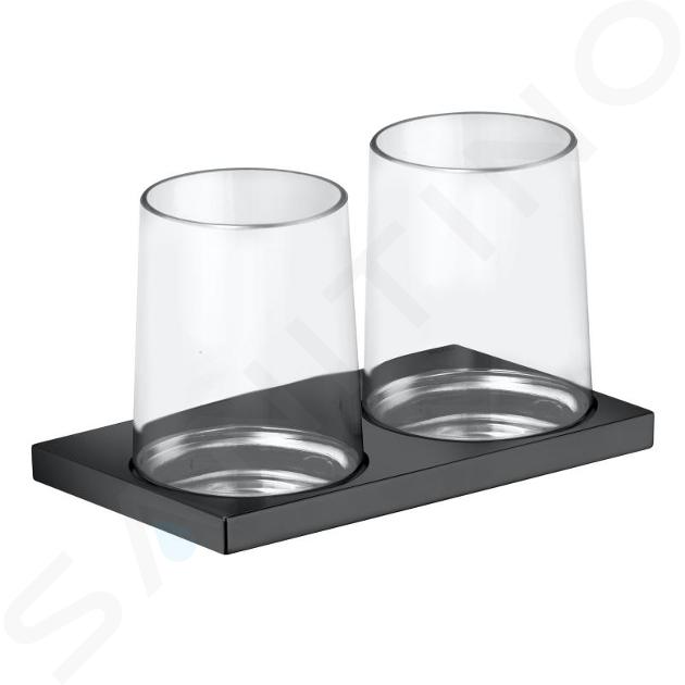 Keuco Edition 11 - Vaso para cepillos de dientes con soporte, cristal/cromo negro 11151139000