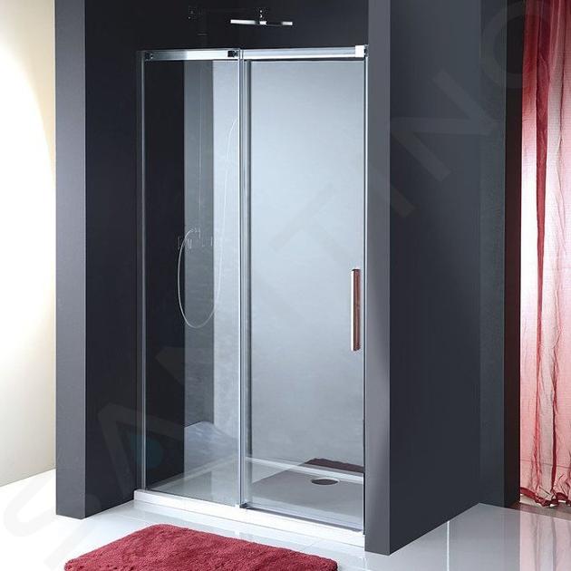 Polysan Altis Line - Puerta de ducha, de dos partes, 117-121 cm, aluminio brillante/cristal transparente AL3015C
