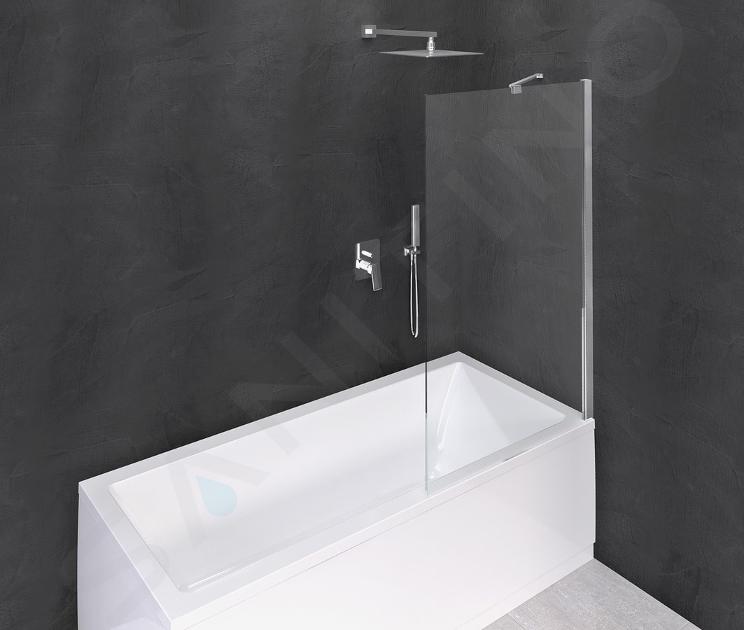 Polysan Modular Shower - Pare-baignoire monobloc 100x150 cm, aluminium poli/verre transparent BMS1-100