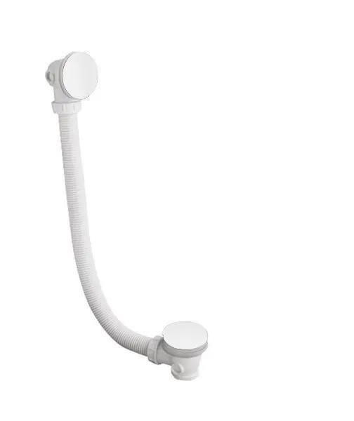 Polysan Sistemi di scarico - Sistema di scarico e troppopieno Click-Clack per vasca da bagno, lunghezza 900 mm, bianco 71679W