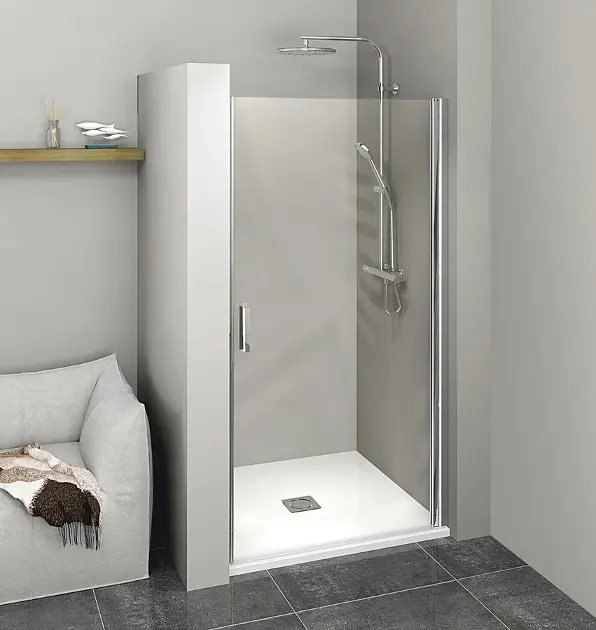 Polysan Zoom - Brusedør i ét stykke, 100 cm, blank aluminium/klart glas ZL1210