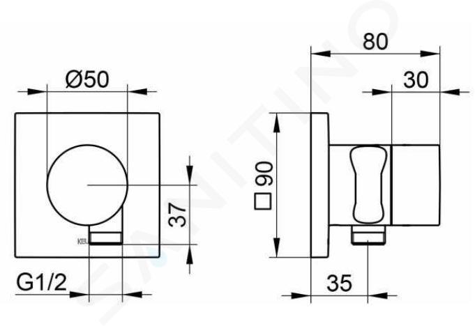 Keuco IXMO Robinet d'arrêt/inverseur 3 voies avec raccord de flexible et  support de douchette, encastré chrome - 59549010202