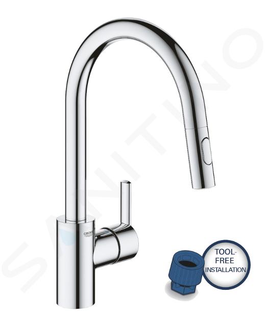 Grohe Feel - Mitigeur d'évier avec douchette extractible, chrome 31486001