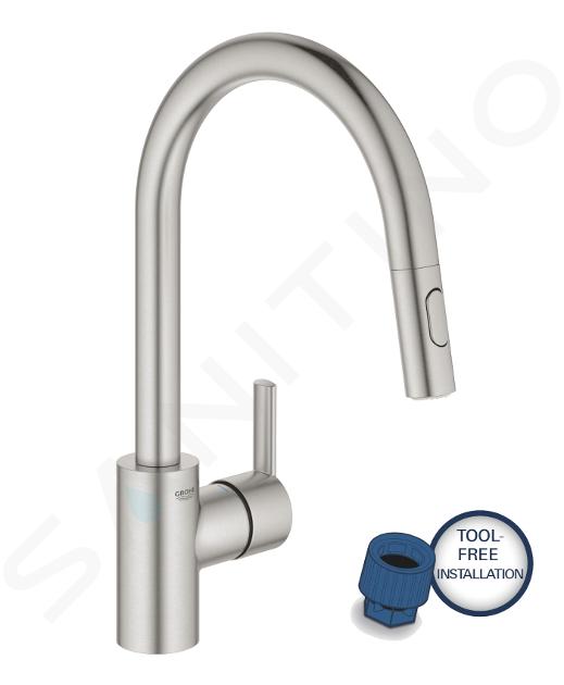 Grohe Feel - Drezová batéria s výsuvnou spŕškou, supersteel 31486DC1