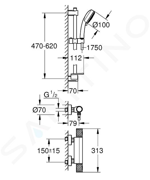 Grohe Precision Feel - Grifo termostático de ducha, cromo 34790000