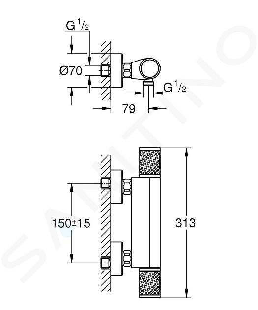 Mitigeur de douche GROHE Precision Feel avec colonne 34790000_26817000