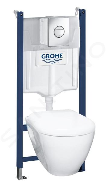 Grohe Solido - Installationselement für Wand-WC + Klosett und Softclose WC-Sitz, Nova Cosmopolitan Taste, Chrom 38950000