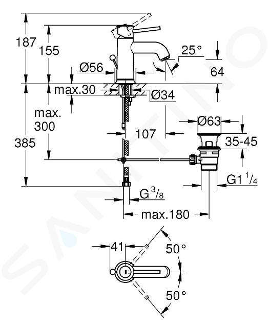 Grohe Start Classic - Grifo de lavabo con desagüe Push-Open, cromo 23784000