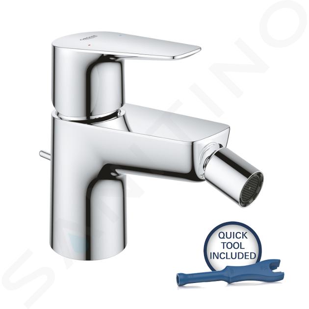 Grohe Start Edge - Miscelatore per bidet, con sistema di scarico, cromo 23345001