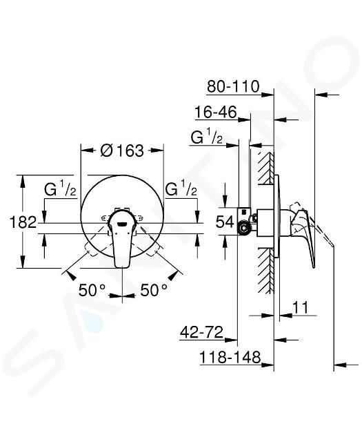 Grohe Start Flow - Grifo de ducha empotrado con cuerpo de montaje, cromo  29116000