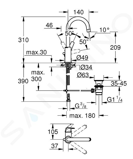 Grohe Start Flow - Grifo de fregadero, cromo 31555001