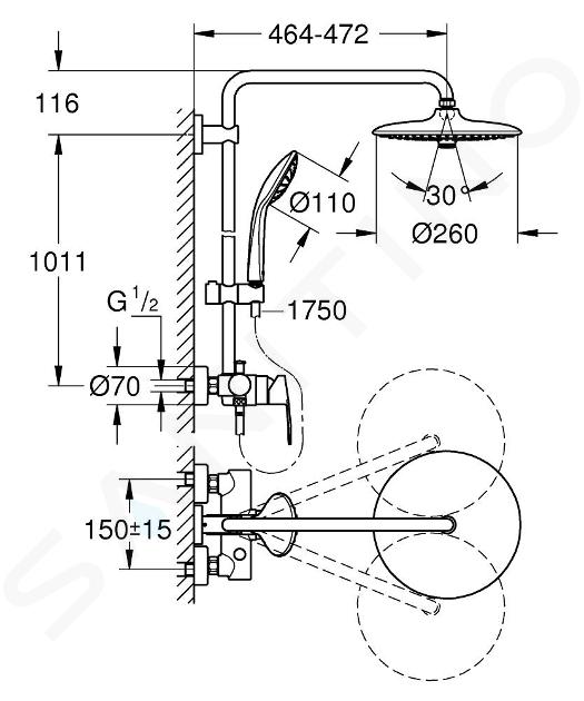 Columna de ducha GROHE Vitalo 260 Joy System con grifo monomando +  limpiador de grifo GroheClean