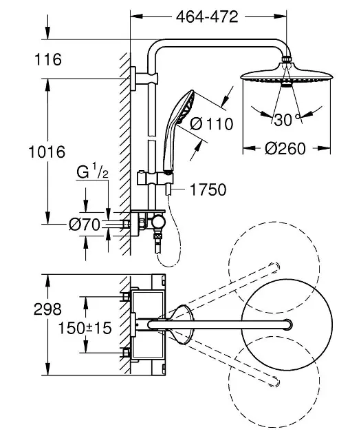 Grohe-Columna de Ducha Grohe 26403001 Silicona