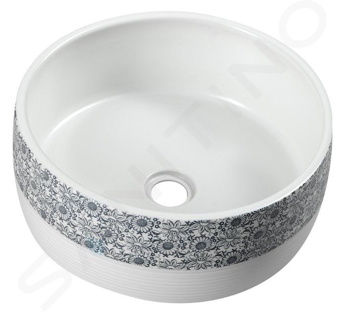 Sapho Priori - Lavabo, diametro 41 cm, senza troppopieno, bianco PI027