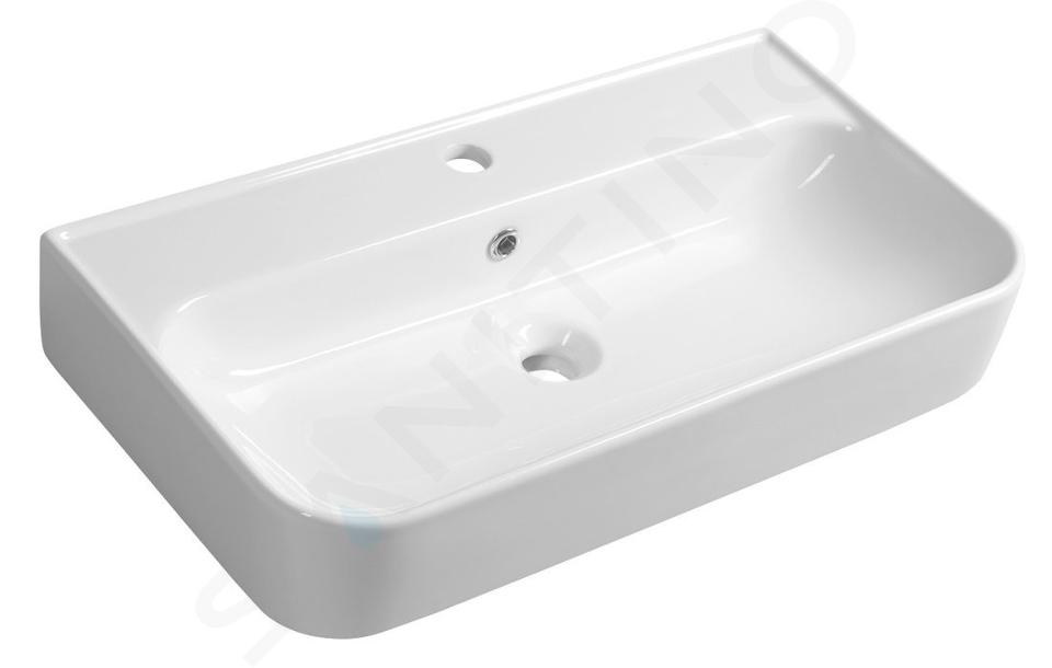 Sapho Isvea - Lavabo Sistema U, 700x380 mm, con 1 foro per miscelatore, bianco 10PL53070