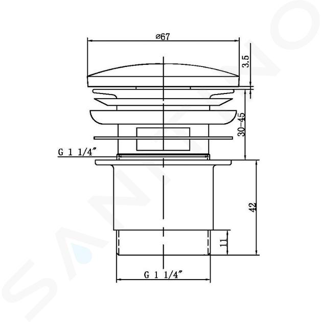 Sapho Tapas de desagüe - Válvula cerrable de lavabo, ClickClack, tapón  grande, cromo CV1007