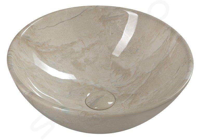 Sapho Dalma - Lavabo da appoggio, diametro 42 cm, senza foro per rubinetto, senza sfioratore, marfil MM127