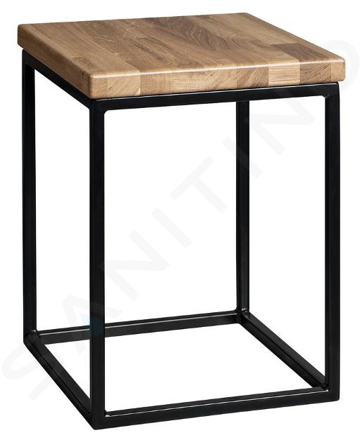 Sapho Ska - Sgabello da bagno, 300x410x300 mm, nero opaco/rovere SKA190