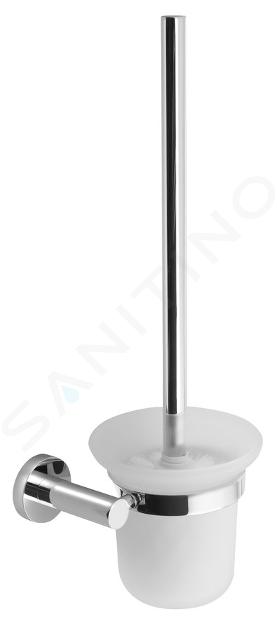 Sapho X-Round - Escobilla WC de pared con soporte, cristal lechoso/cromo XR323